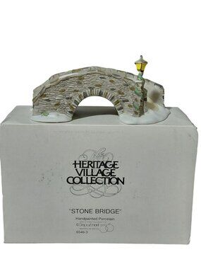 Dept 56 Heritage Village Collection Stone Bridge Handpainted Porcelain 6546-3